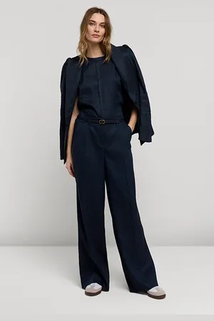 Summum Woman Trousers Linen Blend Night Sky