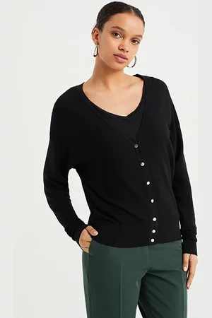 WE Fashion Knitted Cardigan Black