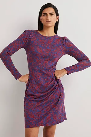 Boden Ruched Jersey Mini Dress Blu