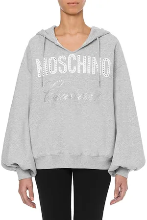 Moschino Crystal Logo Hoodie Grey