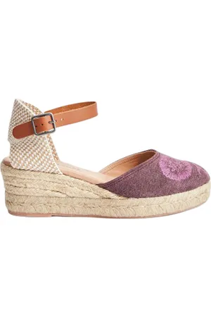 White Stuff Espadrille Closed Toe Wedge Dk Purple
