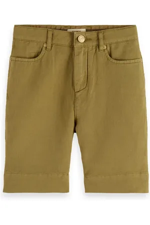 Scotch&Soda Garment-dyed Cotton Linen Shorts Khaki