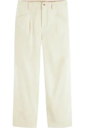 Scotch&Soda Liv - High Rise Straight Leg Washed Cotton Trousers Vanilla