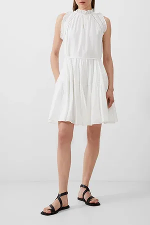 French Connection Emily Tiered Flared Dress White