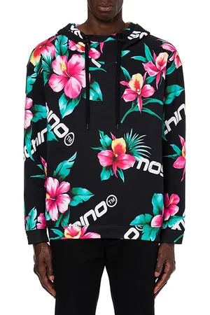 Moschino Hibiscus Print Hoodie Black