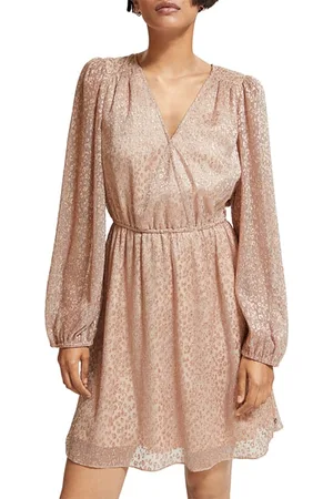 Scotch&Soda Balloon Sleeve Mini Dress Metallic Rose
