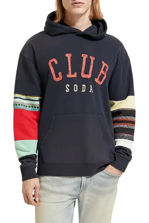 Scotch&Soda Relaxed Fit Club Soda Applique Hoodie In Organic Cotton Nigh