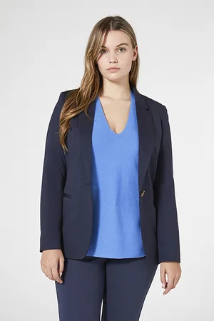 Elena Miro Stretch Milano-stitch Blazer Jacket Dark Blue