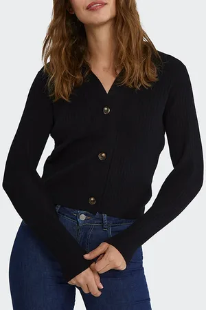 ICODE Black Ribbed Knit Hooded Cardigan