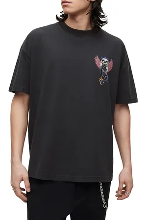 AllSaints Road Rash Ss Crew Washed Black