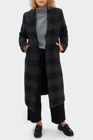 ICODE Charcoal Check Long Coat