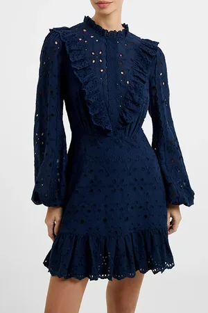 French Connection Appelona Anglaise Mini Dress Blue