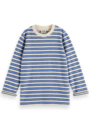 Scotch&Soda Long-sleeved Structured Striped T-shirt Blue Stripe