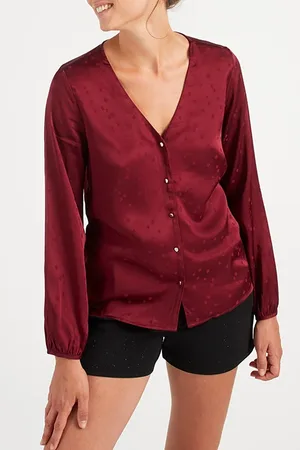 ICODE Burnt Earth Jacquard Polka Dot Motif Blouse