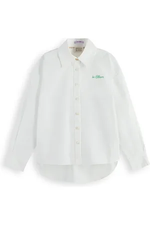 Scotch&Soda Oversized Embroidery Crispy Cotton Shirt White