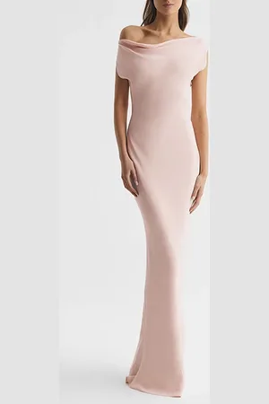 Reiss Loretta-drape Maxi Dress Nude