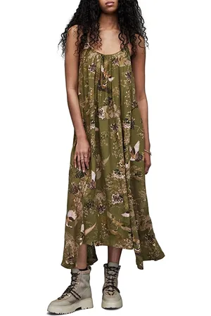 AllSaints Areena Peggy Dress Khaki Green