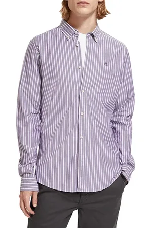 Scotch&Soda Essential Poplin Stripe Shirt Lavander/ Violet Dream Stripe