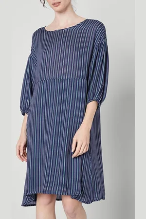 American Vintage Boat Collar Printed Dress Rayures Bleu Vert