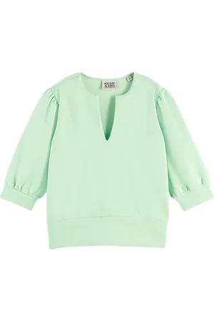 Scotch&Soda Voluminous Sleeved V-neck Sweat Green Ash