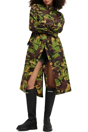 AllSaints Daneya Camo Parka Khaki Green