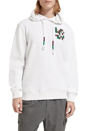 Scotch&Soda Regular Fit Artwork Hoodie In Organic Cotton White