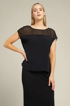 Elena Miro Dual-fabric Top Black