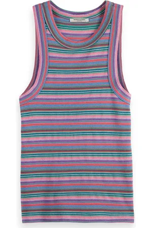 Scotch&Soda Textured Stripe Racer Tank Beach Stripe