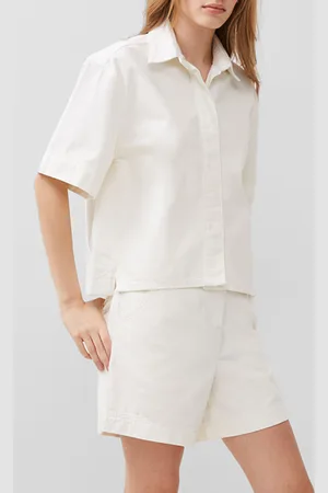 French Connection Finley Denim Short Sleeve Shirt Ecru