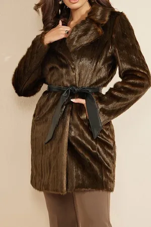 Guess GUESS Caroline Coat Mink Faux Fur Mix