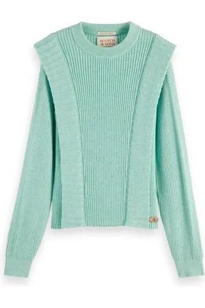 Scotch&Soda Folded Shoulder Detail Pullover Aqua Green Melange
