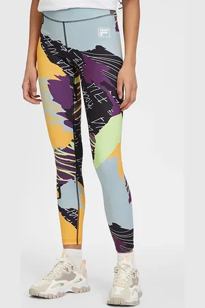 Fila Allover Print Leggings Yellow / Black / Grey