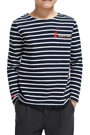 Scotch&Soda Cotton In Conversion Yarn-dyed Striped Long-sleeved T-shirt