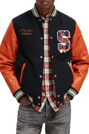 Scotch&Soda Leather College Bomber Night