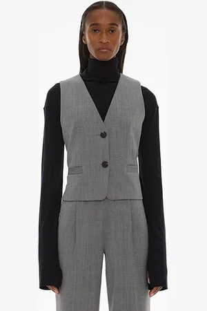 Helmut Lang Tux Vest Polyester, Wool, Elastane Black/white Multi