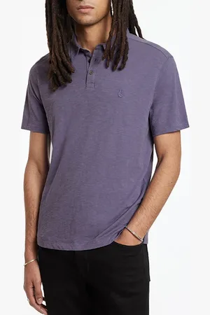 John Varvatos Victor Ss Slub Ctn Polo Wpeace Sign Emb Antique Purple