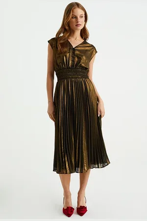 WE Fashion Dress Mid Length Gold