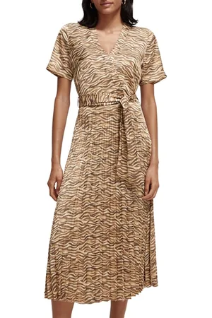 Scotch&Soda Printed Shirt Dress With Pleated Skirt Combo E
