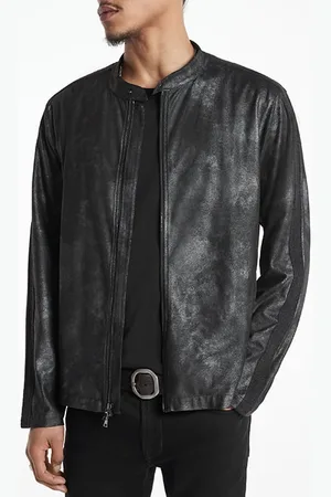 John Varvatos Hartley Slim Fit Racer Jacket With Sweat Black