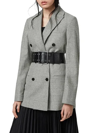 AllSaints Astrid Check Blazer Light Grey/ecru