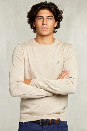 River Woods Basic Merino Crew Neck Pullover Dune Mix Brown