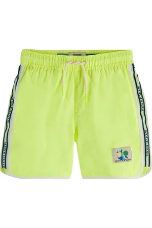 Scotch&Soda Mid Length - Stripe Sporty Swim Shorts Neon Lemon