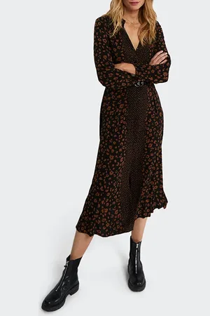 ICODE Black Leopard Print Long Dress