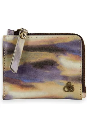 Scotch&Soda Small Leather Zip Wallet Blue Blurred Landscape