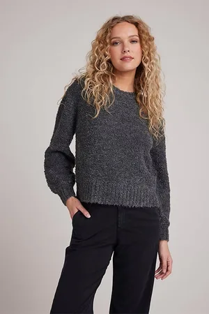 Bella Dahl Long Sleeve Crew Sweater Shadow Grey