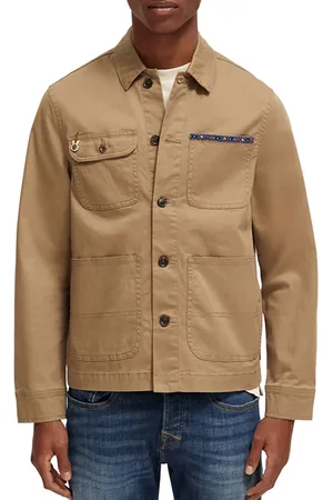 Scotch&Soda Bead-trimmed Twill Worker Jacket Taupe