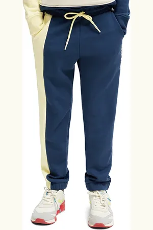 Scotch&Soda Colour Block Sweatpants In Organic Cotton Storm Blue/glow Co