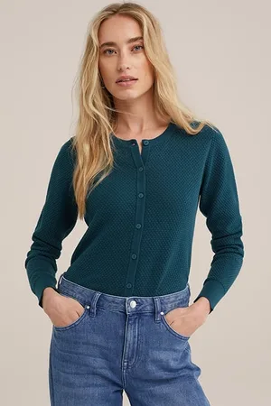 WE Fashion Knitted Cardigan Petrol