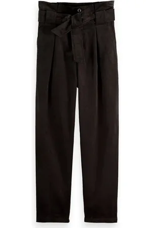 Scotch&Soda Daisy - High Rise Straight Leg Paperbag Trousers Black Sky