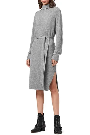 AllSaints Roza Jumper Dress Pale Grey
